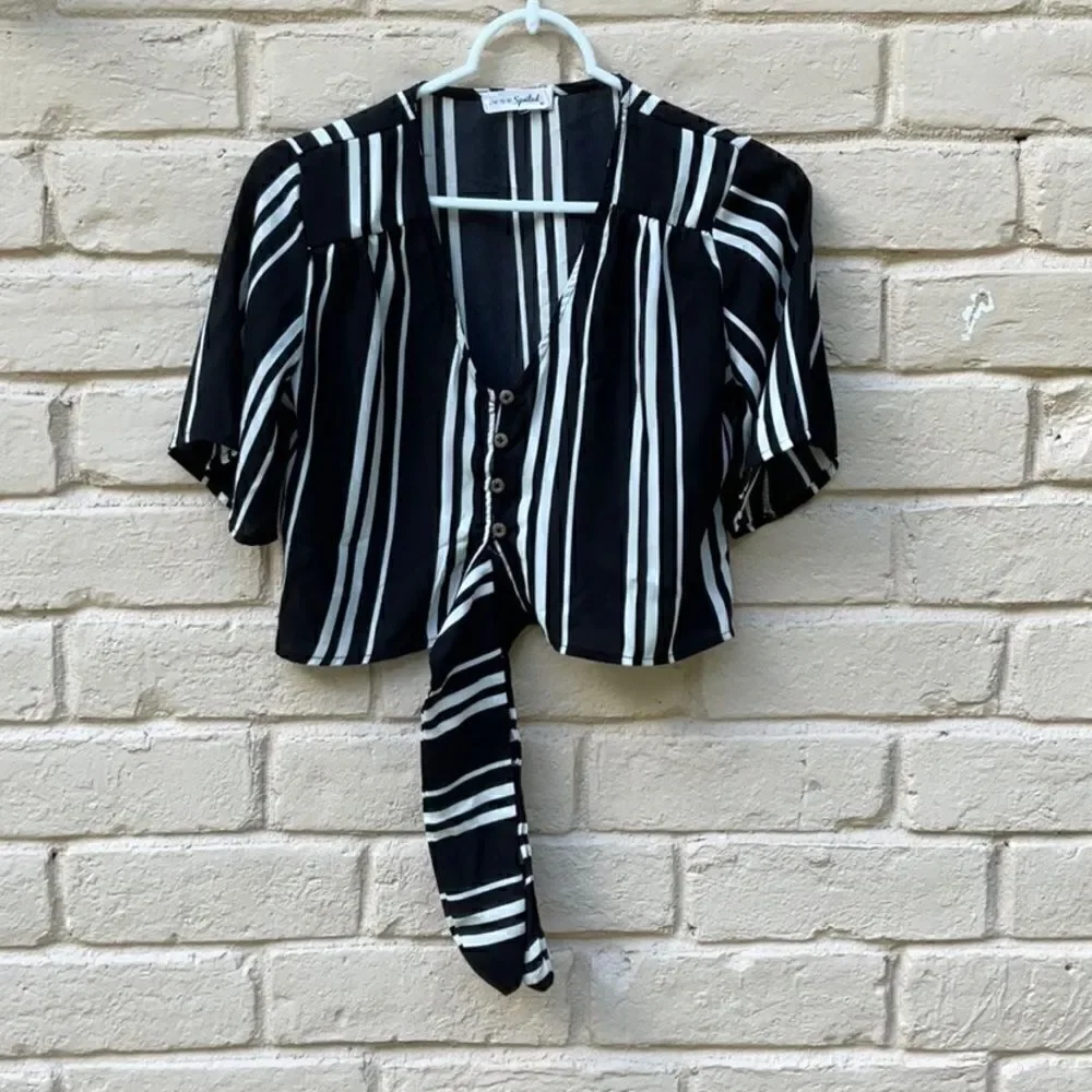 Take 50% OFF- Live To Be Spoiled Black&White 2pc Croptop & Pant, Size-XS